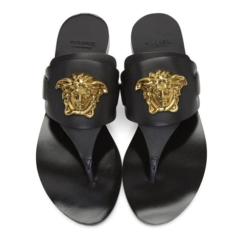 black versace thong sandals|Versace sandals price.